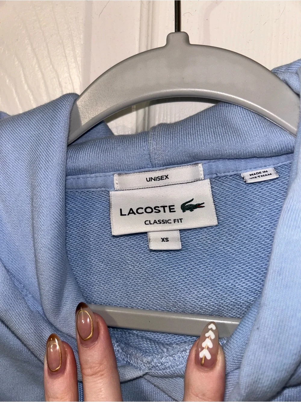 Lacoste Pastel Blue Pullover Hoodie with White Logo